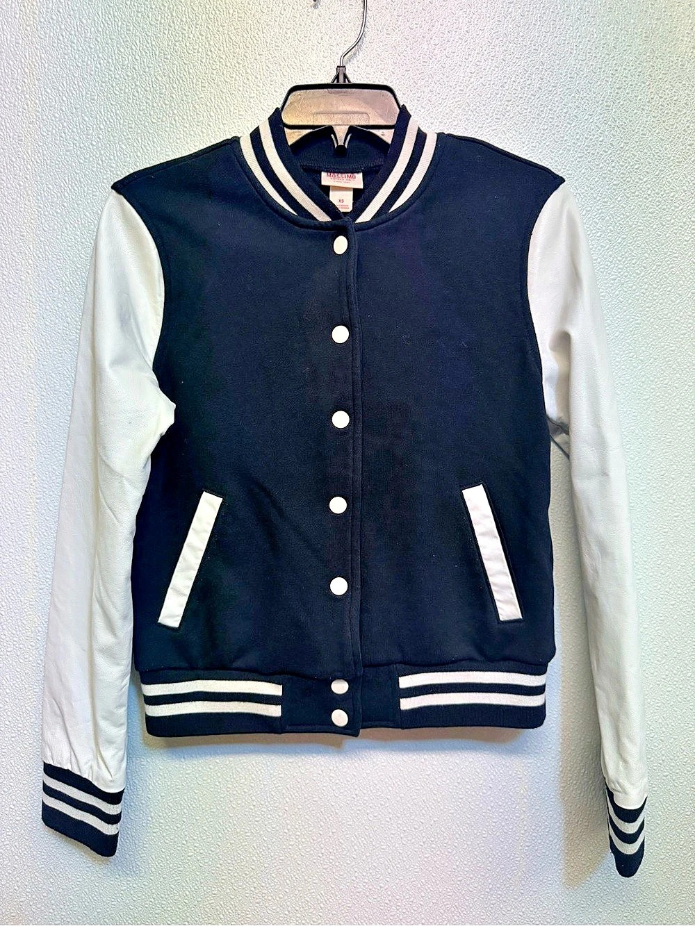 Mossimo Color Block Varsity Jacket Black & White Size XS (E-65)